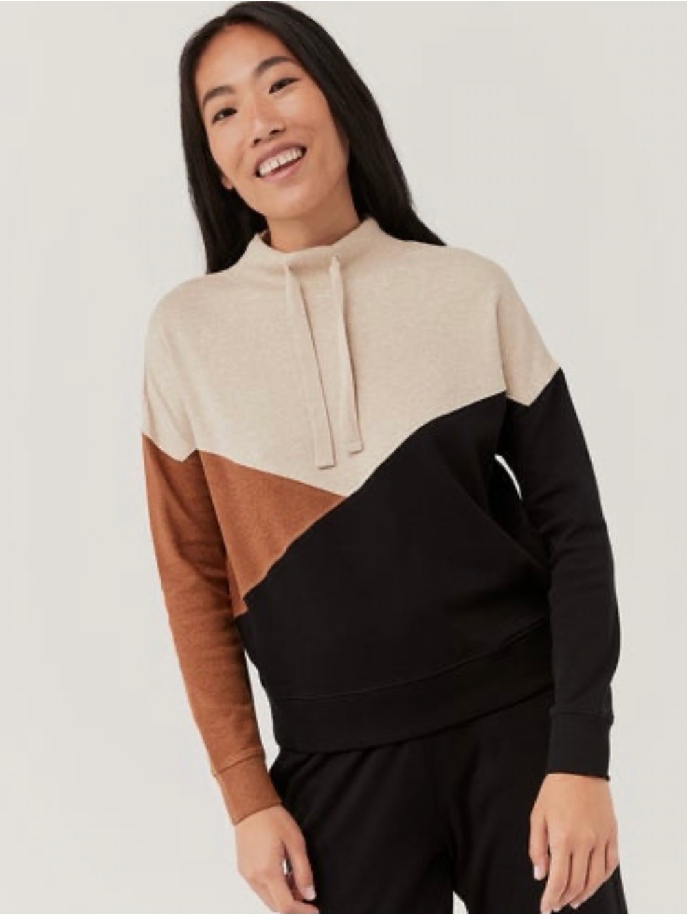 Pact Color Block Mock Neck Sweatshirt Organic Cotton Women's M Casual Comfy Cozy